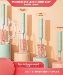 Electric Baby Bottle Brush Set | 360° Rotating Silicone Cleaning Brush for Bottles & Nipples